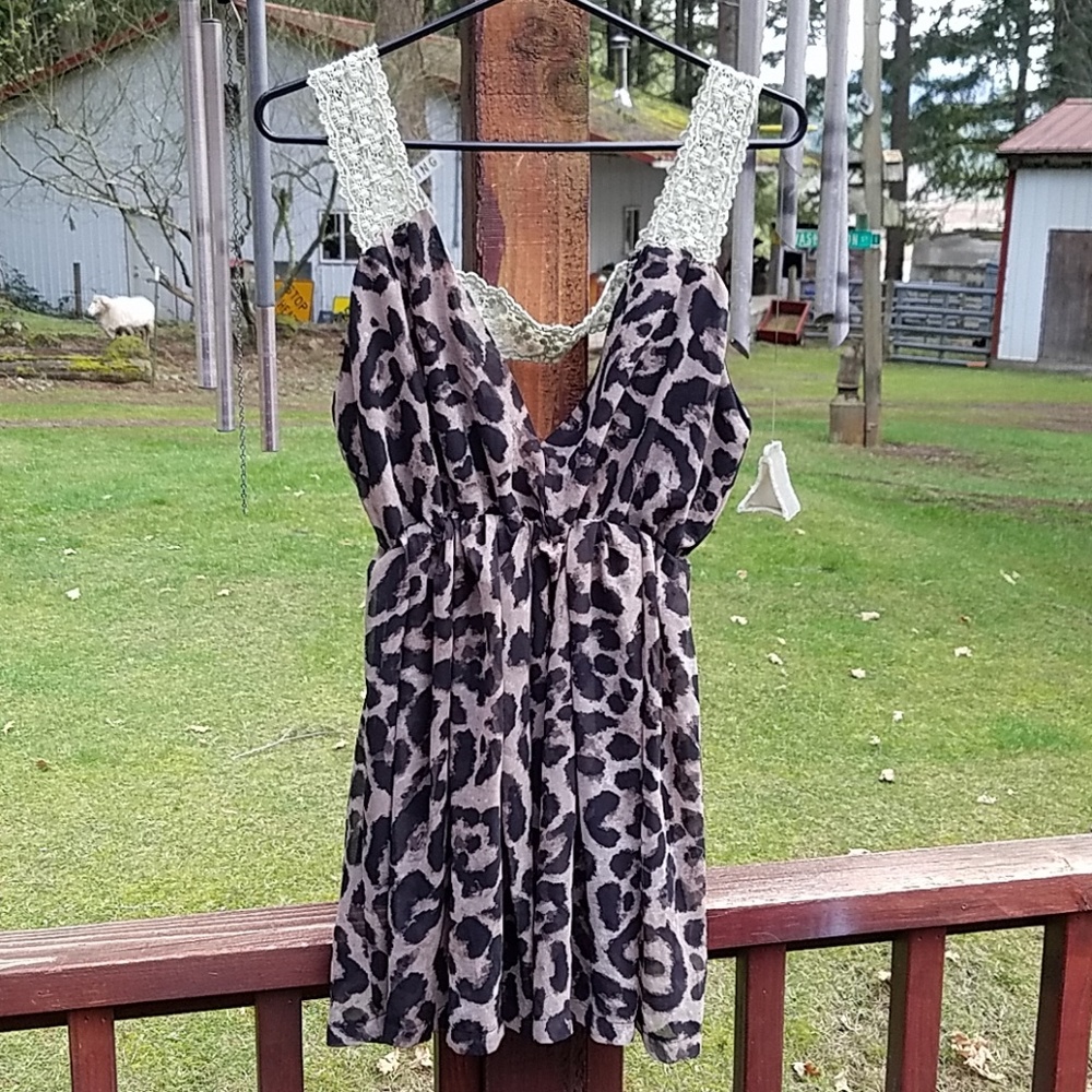 213Industry213Industry Sheer Leopard Blouse Top